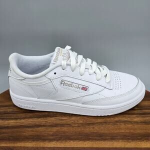 Reebok Club C 85 Shoes Women's 7.5 White Light Gray Leather Athletic Sneakers
